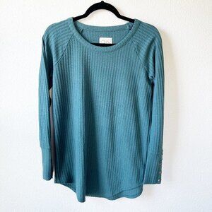 Chaser Teal Green Long Sleeve Knit Thermal Top S